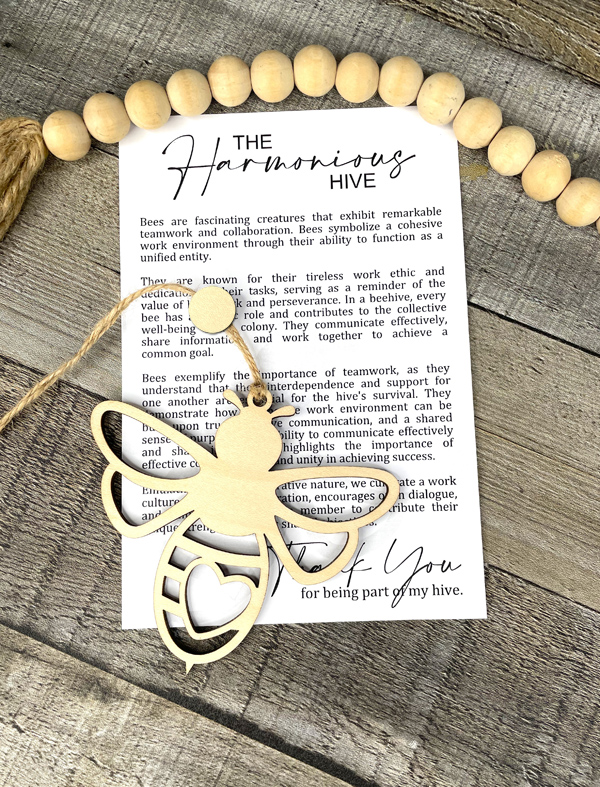 (image for) The Harmonious Hive Wood Bee Ornament